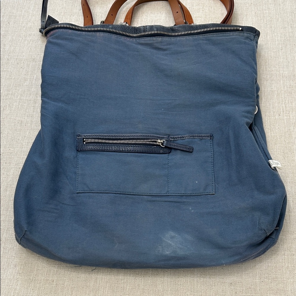 Christopher Kon Crossbody Bag Blue Leather Large Travel Tan Buckles - Picture 8 of 16